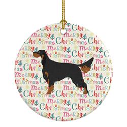 2.8 x 2.8 in. Unisex Gordon Setter Merry Christmas Ceramic Ornament, Multi Color