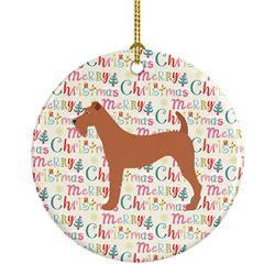 2.8 x 2.8 in. Unisex Irish Terrier Merry Christmas Ceramic Ornament, Multi Color