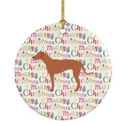 2.8 x 2.8 in. Unisex Rhodesian Ridgeback Merry Christmas Ceramic Ornament, Multi Color
