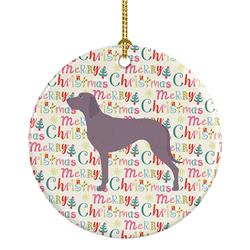 2.8 x 2.8 in. Unisex Weimaraner Merry Christmas Ceramic Ornament, Multi Color