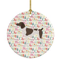 2.8 x 2.8 in. Unisex German Shorthaired Pointer Merry Christmas Ceramic Ornament, Multi Color
