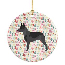 2.8 x 2.8 in. Unisex Australian Cattle Dog Merry Christmas Ceramic Ornament, Multi Color