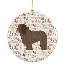 2.8 x 2.8 in. Unisex Bergamasco Shepherd Merry Christmas Ceramic Ornament, Multi Color