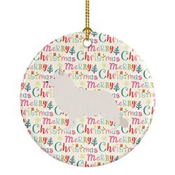 2.8 x 2.8 in. Unisex Berger Blanc Suisse Merry Christmas Ceramic Ornament, Multi Color