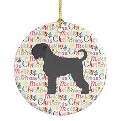 2.8 x 2.8 in. Unisex Black Russian Terrier Merry Christmas Ceramic Ornament, Multi Color