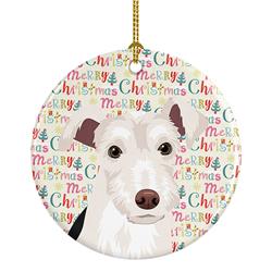 2.8 x 2.8 in. Unisex Schnauzer Parti Christmas Ceramic Ornament