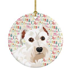 2.8 x 2.8 in. Unisex Schnauzer White No.1 Christmas Ceramic Ornament