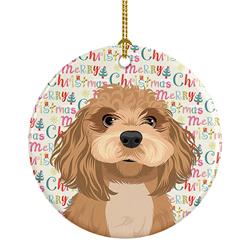 2.8 x 2.8 in. Unisex Shih-Tzu Red Christmas Ceramic Ornament