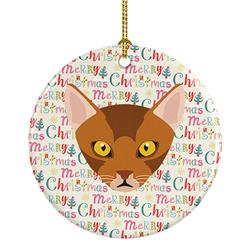 2.8 x 2.8 in. Unisex Abyssinian Cat Christmas Ceramic Ornament