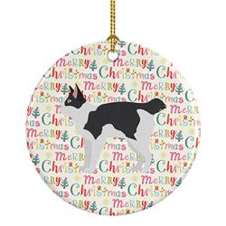 2.8 x 2.8 in. Unisex Japanese Bobtail Cat Christmas Ceramic Ornament