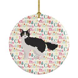 2.8 x 2.8 in. Unisex La Perm No.1 Cat Christmas Ceramic Ornament