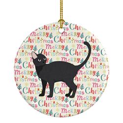 2.8 x 2.8 in. Unisex Malayan No.2 Cat Christmas Ceramic Ornament