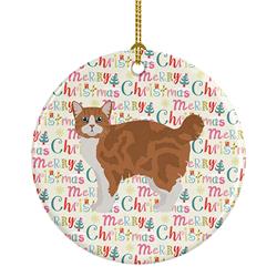 2.8 x 2.8 in. Unisex Manx No.2 Cat Christmas Ceramic Ornament