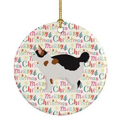 2.8 x 2.8 in. Unisex Manx No.3 Cat Christmas Ceramic Ornament