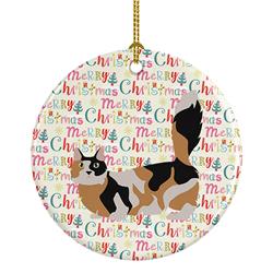 2.8 x 2.8 in. Unisex Munchkin No.3 Cat Christmas Ceramic Ornament