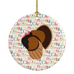 2.8 x 2.8 in. Unisex Bronze Turkey Christmas Ceramic Ornament