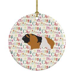 2.8 x 2.8 in. Unisex Rex Guinea Pig Christmas Ceramic Ornament