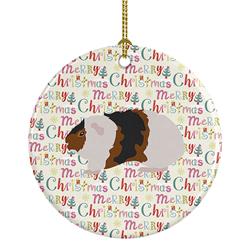 2.8 x 2.8 in. Unisex Teddy Guinea Pig Christmas Ceramic Ornament