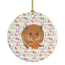2.8 x 2.8 in. Unisex Teddy Bear Hamster Christmas Ceramic Ornament