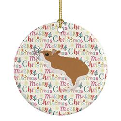 2.8 x 2.8 in. Unisex White Legged Hamster Christmas Ceramic Ornament