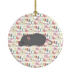2.8 x 2.8 in. Unisex Australian Long Coated Mouse Christmas Ceramic Ornament