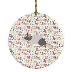 2.8 x 2.8 in. Unisex Japanese Mouse Christmas Ceramic Ornament