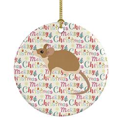 2.8 x 2.8 in. Unisex Spiny Mouse Christmas Ceramic Ornament