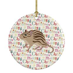 2.8 x 2.8 in. Unisex Zebra Mouse Christmas Ceramic Ornament
