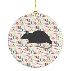 2.8 x 2.8 in. Unisex Black Rat Christmas Ceramic Ornament