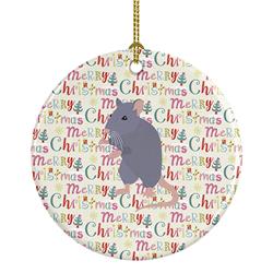 2.8 x 2.8 in. Unisex Blue Rat Christmas Ceramic Ornament
