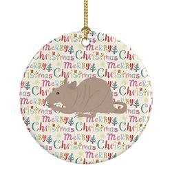 2.8 x 2.8 in. Unisex Fuzz Rat Christmas Ceramic Ornament