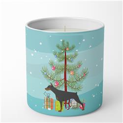BB2978CDL 3.75 x 3.25 in. Unisex Doberman Pinscher Merry Christmas Tree 10 oz Decorative Soy Candle