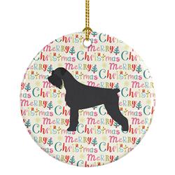 2.8 x 2.8 in. Unisex Giant Schnauzer Merry Christmas Ceramic Ornament, Multi Color