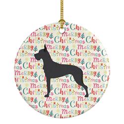 2.8 x 2.8 in. Unisex Great Dane Merry Christmas Ceramic Ornament, Multi Color