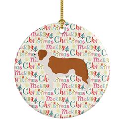 2.8 x 2.8 in. Unisex Saint Bernard Merry Christmas Ceramic Ornament, Multi Color