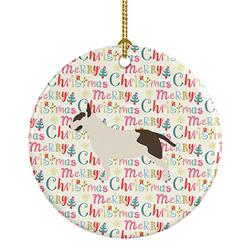 2.8 x 2.8 in. Unisex Bull Terrier Merry Christmas Ceramic Ornament, Multi Color