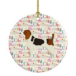 2.8 x 2.8 in. Unisex Beagle Merry Christmas Ceramic Ornament, Multi Color