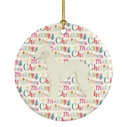 2.8 x 2.8 in. Unisex Bedlington Terrier Merry Christmas Ceramic Ornament, Multi Color