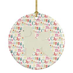 2.8 x 2.8 in. Unisex Bichon Frise Merry Christmas Ceramic Ornament, Multi Color