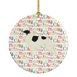 2.8 x 2.8 in. Unisex Borzoi Merry Christmas Ceramic Ornament, Multi Color