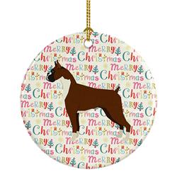 2.8 x 2.8 in. Unisex Boxer Merry Christmas Ceramic Ornament, Multi Color