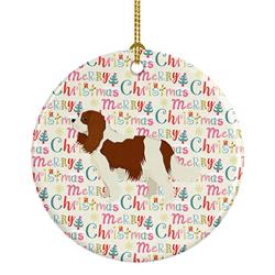 2.8 x 2.8 in. Unisex Cavalier Spaniel Merry Christmas Ceramic Ornament, Multi Color