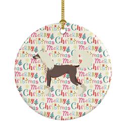 2.8 x 2.8 in. Unisex Chinese Crested Merry Christmas Ceramic Ornament, Multi Color