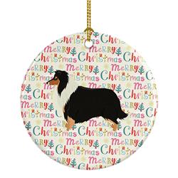 2.8 x 2.8 in. Unisex Collie Merry Christmas Ceramic Ornament, Multi Color