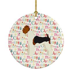 2.8 x 2.8 in. Unisex Fox Terrier Merry Christmas Ceramic Ornament, Multi Color