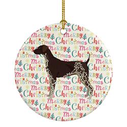 2.8 x 2.8 in. Unisex German Shorthaired Pointer Merry Christmas Ceramic Ornament, Multi Color