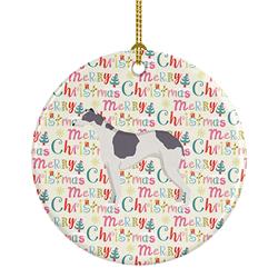 2.8 x 2.8 in. Unisex Greyhound Merry Christmas Ceramic Ornament, Multi Color