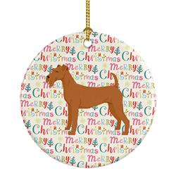 2.8 x 2.8 in. Unisex Irish Terrier Merry Christmas Ceramic Ornament, Multi Color