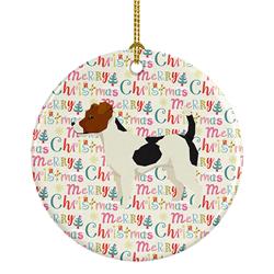 2.8 x 2.8 in. Unisex Jack Russell Terrier Merry Christmas Ceramic Ornament, Multi Color