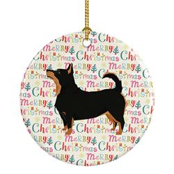 2.8 x 2.8 in. Unisex Lancashire Terrier Merry Christmas Ceramic Ornament, Multi Color
